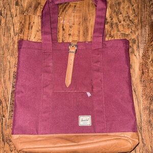 Herschel Supply Company Burgundy and Brown Tote Bag